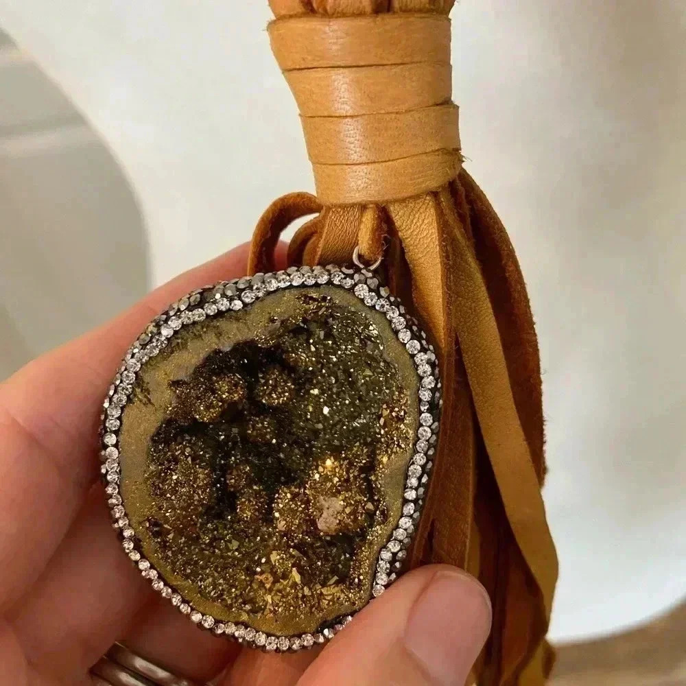 High End Statement Long Necklace Southwestern Lea… - image 7